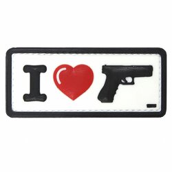 Nášivka nápis I LOVE GUN velcro 3D PVC