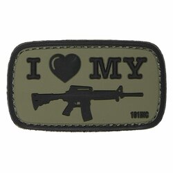 Nášivka I LOVE MY M4 green velcro 3D PVC