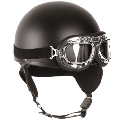 Helma motocyklová RETRO s brýlema ČERNÁ
