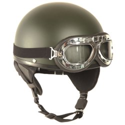 Helma motocyklová RETRO s brýlema ZELENÁ Helma motocyklová RETRO s brýlema ZELENÁ