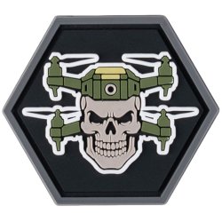 Nášivka DOUBLE DRONE SKULL mini velcro 3D PVC