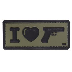 Nášivka I Love My Sidearm Green velcro 3D PVC