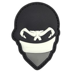 Nášivka SKULL BALACLAVA GREY velcro 3D PVC