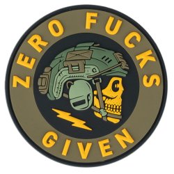 Nášivka ZERO FUCKS GIVEN velcro 3D PVC
