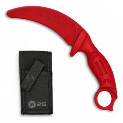 Nůž cvičný KARAMBIT gumový s pouzdrem ČERVENÝ 