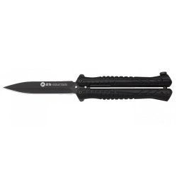 Nůž motýlek K25 hladké ostří ČERNÝ