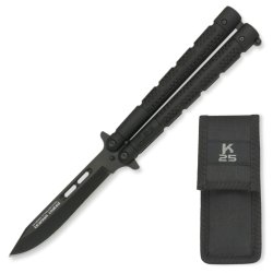 Nůž motýlek K25 s pouzdrem ČERNÝ