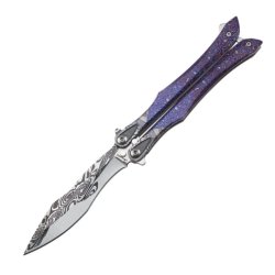 Nůž motýlek purple 3D balisong