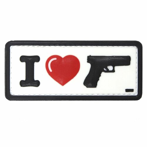 Nášivka nápis I LOVE GUN velcro 3D PVC