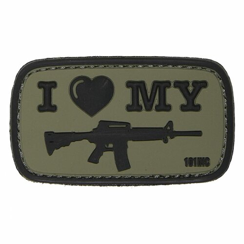 Nášivka I LOVE MY M4 green velcro 3D PVC