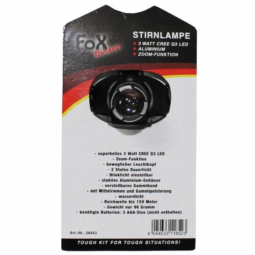 Čelová svítilna 3W LED CREE FOX