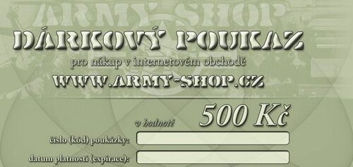 Dárkový poukaz v hodnotě 500Kč