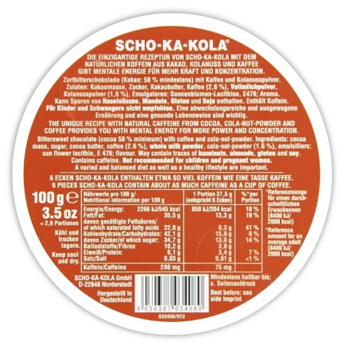 Energy čokoláda Scho-ka-kola HOŘKÁ