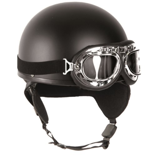 Helma motocyklová RETRO s brýlema ČERNÁ