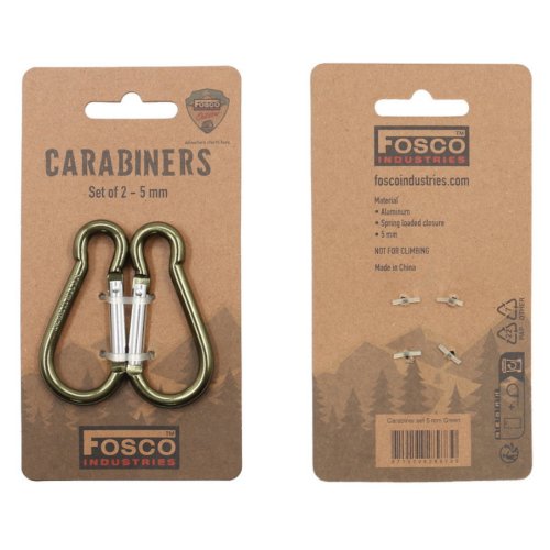 Hliníkové karabiny 5 mm FOSCO zelené 2 ks