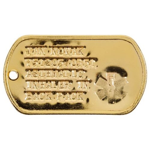 ID známka MEDICAL Zlatá s ražbou