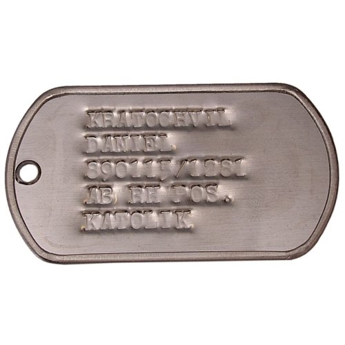 Identifikační známky US stříbrné s ražbou