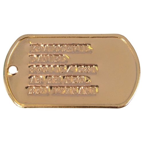 Identifikační známky US zlaté s ražbou