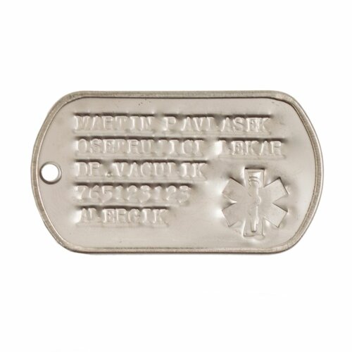 ID známka MEDICAL Stříbrná s ražbou