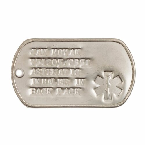 ID známka MEDICAL Stříbrná s ražbou