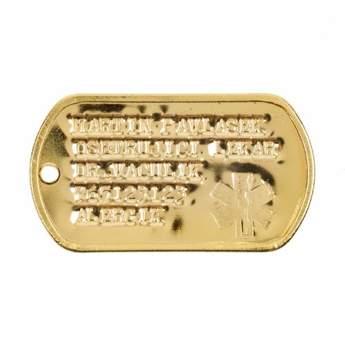 ID známka MEDICAL Zlatá s ražbou