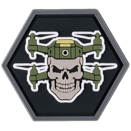Nášivka DOUBLE DRONE SKULL mini velcro 3D PVC