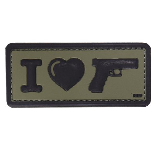 Nášivka I Love My Sidearm Green velcro 3D PVC