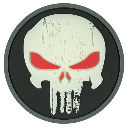 Nášivka PUNISHER RED EYES GLOW velcro 3D PVC