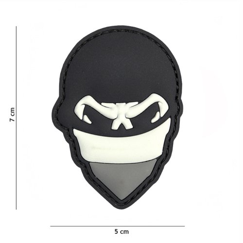 Nášivka SKULL BALACLAVA GREY velcro 3D PVC
