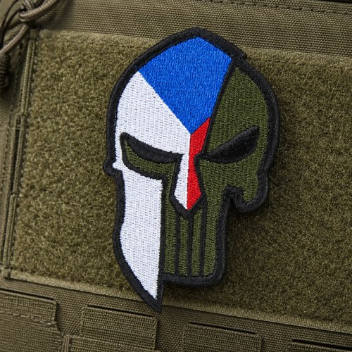 Nášivka SPARTAN PUNISHER vlajka ČR velcro BAREVNÁ