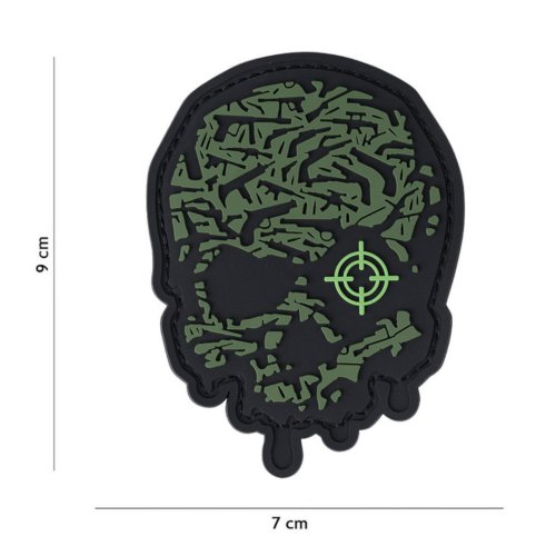 Nášivka TARGET EYE SKULL GREEN velcro 3D PVC