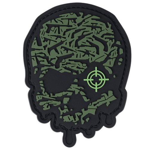 Nášivka TARGET EYE SKULL GREEN velcro 3D PVC