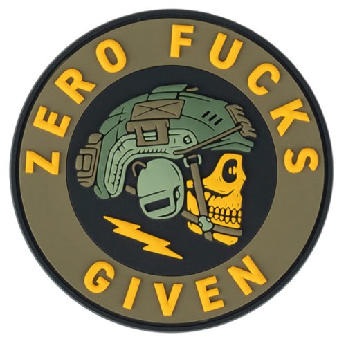 Nášivka ZERO FUCKS GIVEN velcro 3D PVC