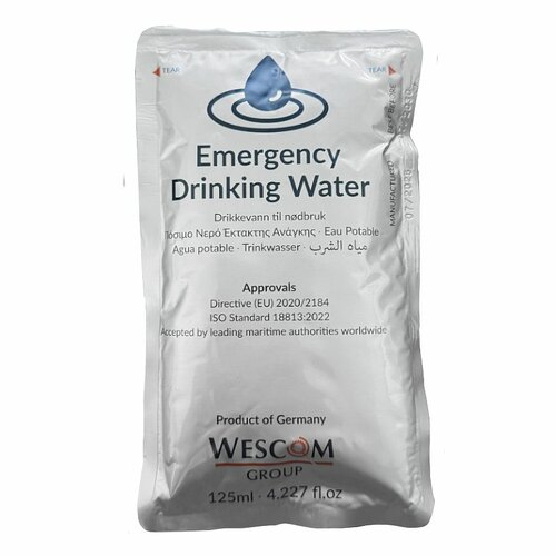 Nouzová trvanlivá pitná voda WESCOM 125ml