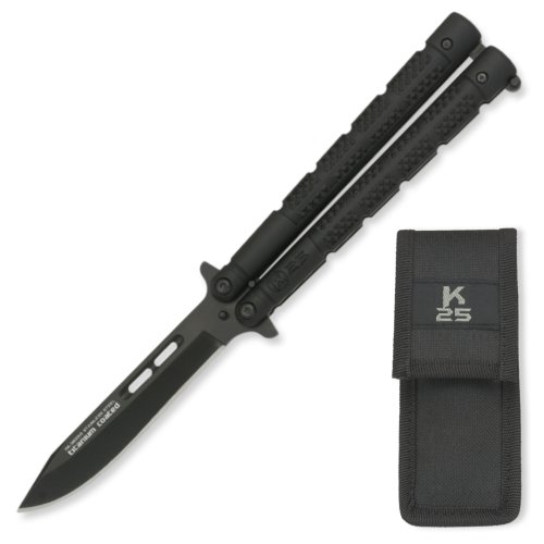 Nůž motýlek K25 s pouzdrem ČERNÝ