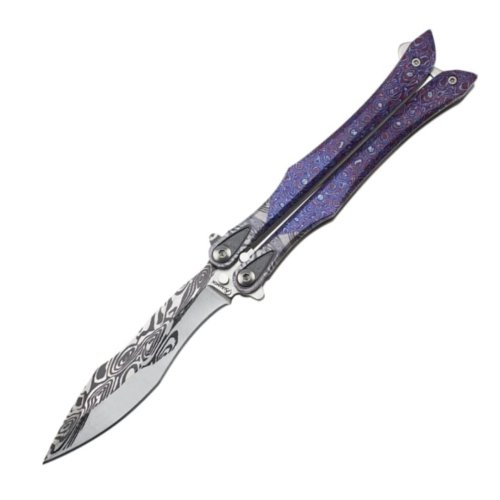 Nůž motýlek purple 3D balisong