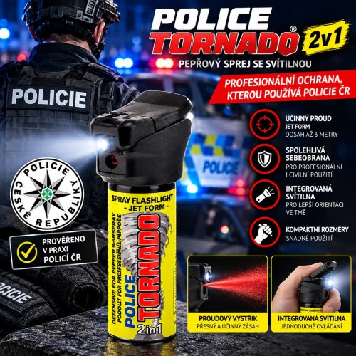 Obranný plyn TORNADO se svítilnou 63ml