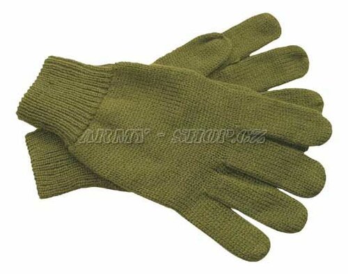 Prstové rukavice pletené - OLIVOVÉ