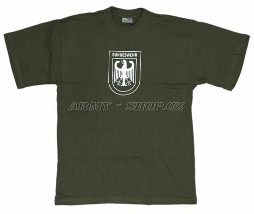Triko s potiskem - BUNDESWEHR zeleno/bílé