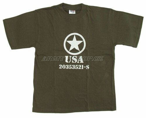 Triko s potiskem - USA hvězda - Oliv