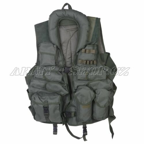 US taktická vesta s pevným límcem - OLIV