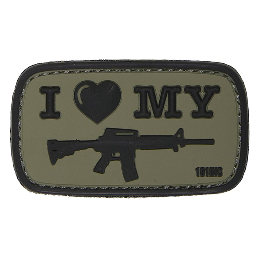 Nášivka I LOVE MY M4 green velcro 3D PVC