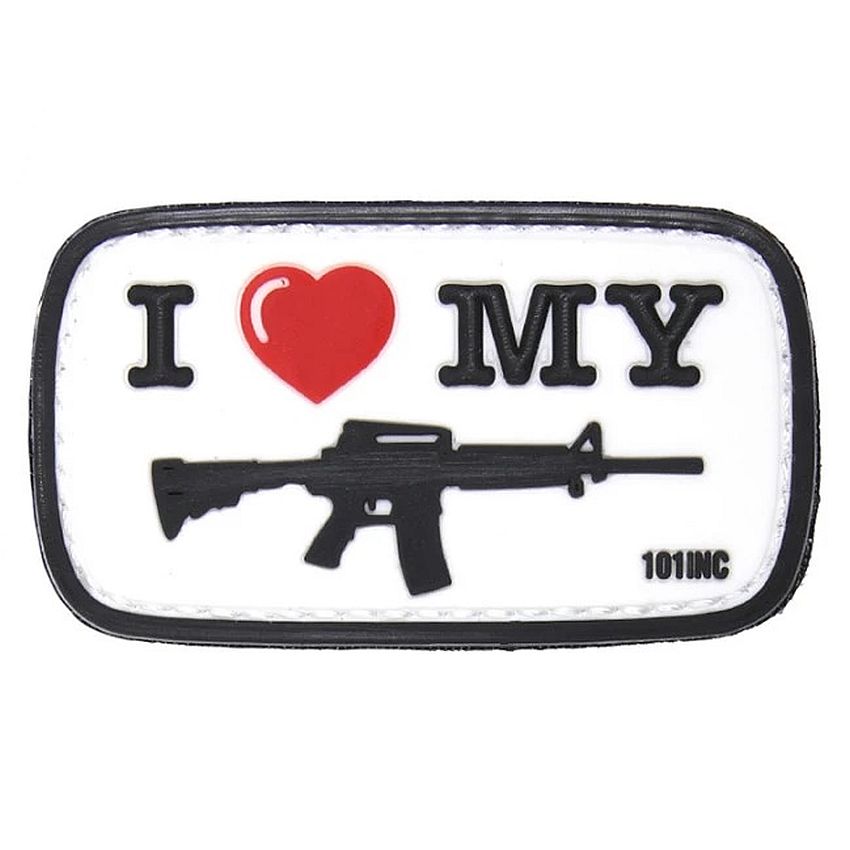 Nášivka I LOVE MY M4 white velcro 3D PVC