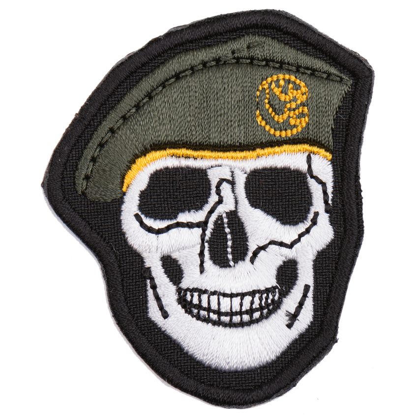 Nášivka lebka  zelený baret