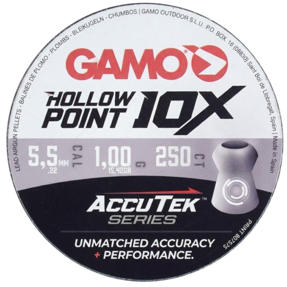 Diabolo Gamo AccuTek Hollow Point 250ks cal.5,5mm
