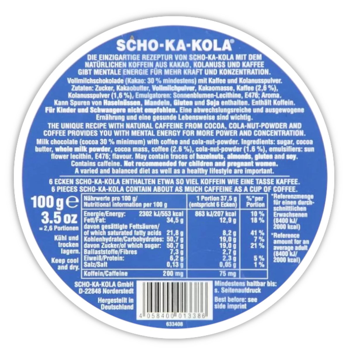 Energy čokoláda Scho-ka-kola MLÉČNÁ