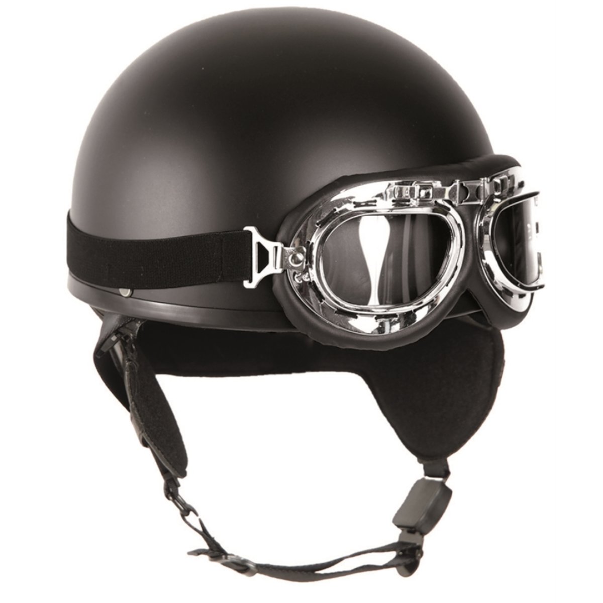 Helma motocyklová RETRO s brýlema ČERNÁ