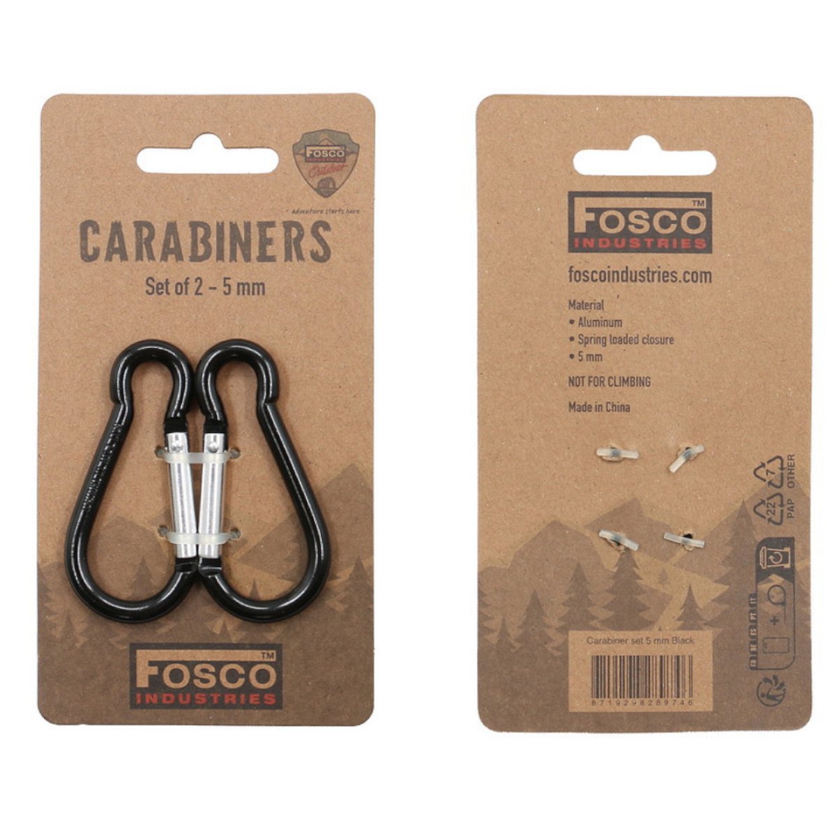 Hliníkové karabiny 5 mm FOSCO černé 2 ks