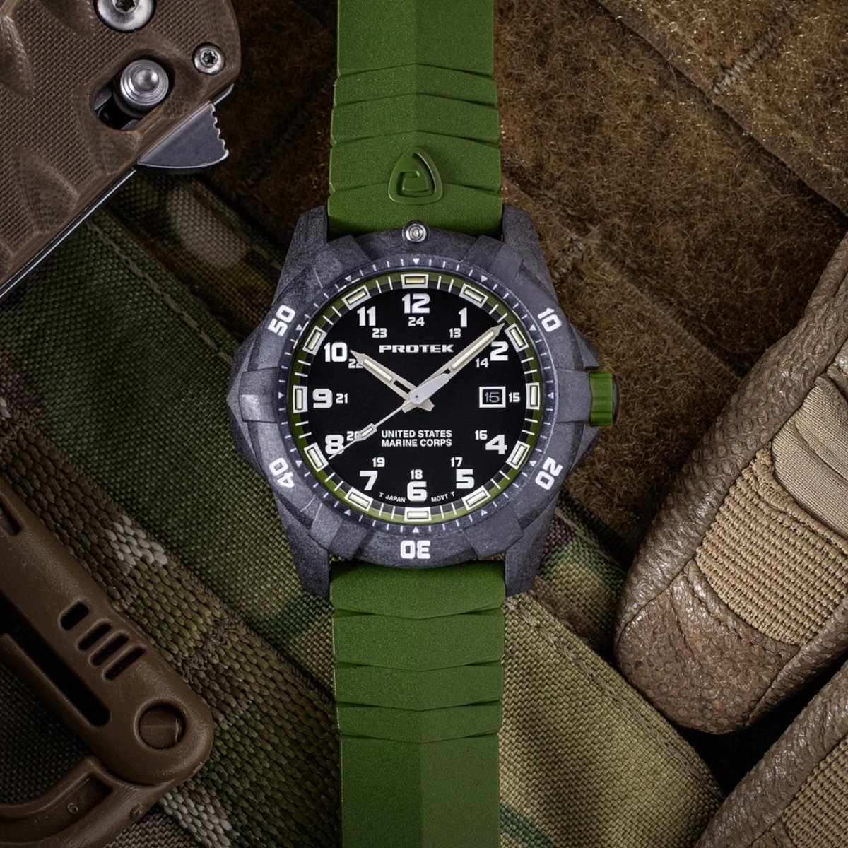 Hodinky USMC DIVE 1015 300m PROTEK zelené