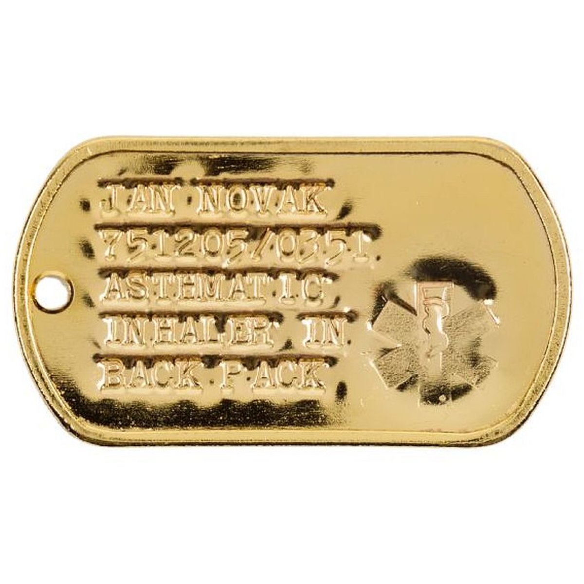 ID známka MEDICAL Zlatá s ražbou